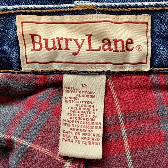 Vintage High Rise Plaid Flannel Lined Jeans Size 12 Tapered Leg Burry Lane - Picture 4 of 4